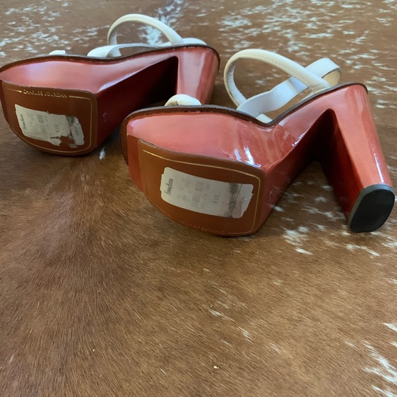 CHARLES JOURDAN Glossy Wood Platforms, Cream - Picture 9 of 13